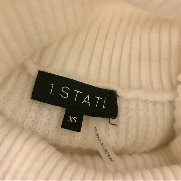 1 State White Waffle Turtleneck Button Sweater XS - Picture 4 of 4